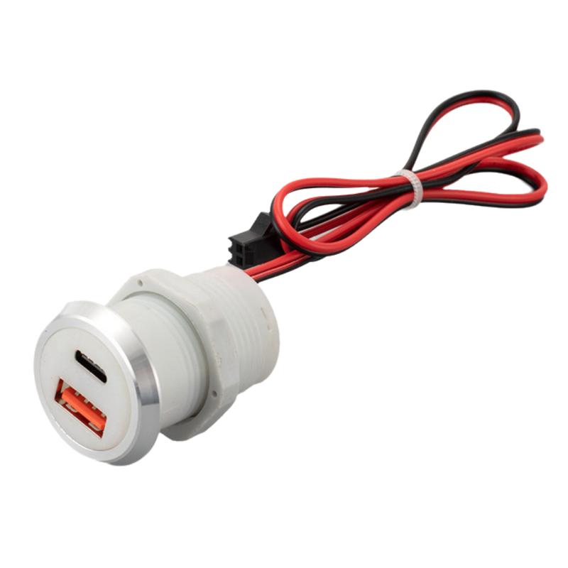 

1Pcs 9V/2A 5V/3A Usb Type-C Mini Fast Charging Car Charger Desktop Hidden Integrated Usb Charger Auto Power Embedded Socket белый