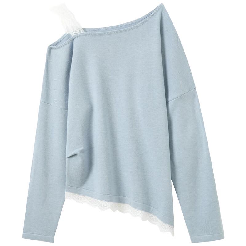 Sancai 2025 Autumn Asymmetrical Off-Shoulder Knit Pullover