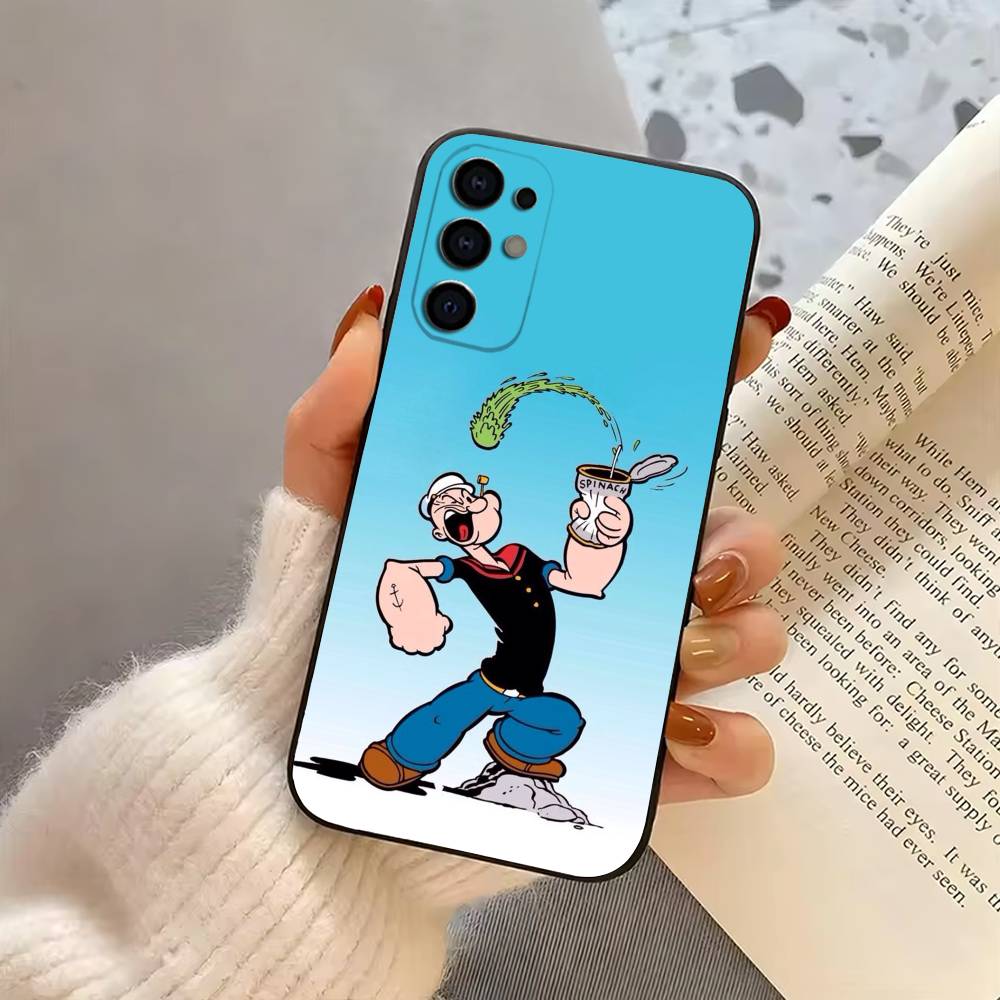 Cartoon funny P-Popeye-es Phone Case For Samsung S25,S24,S21,S22,S23,S30,Ultra,S20,Plus,Fe,Soft Silicone Black Cover