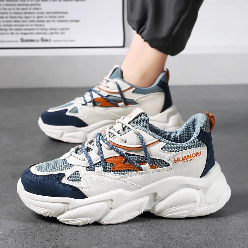 Autumn new student running sports leisure thick-soled heightening little white dad trendy shoes