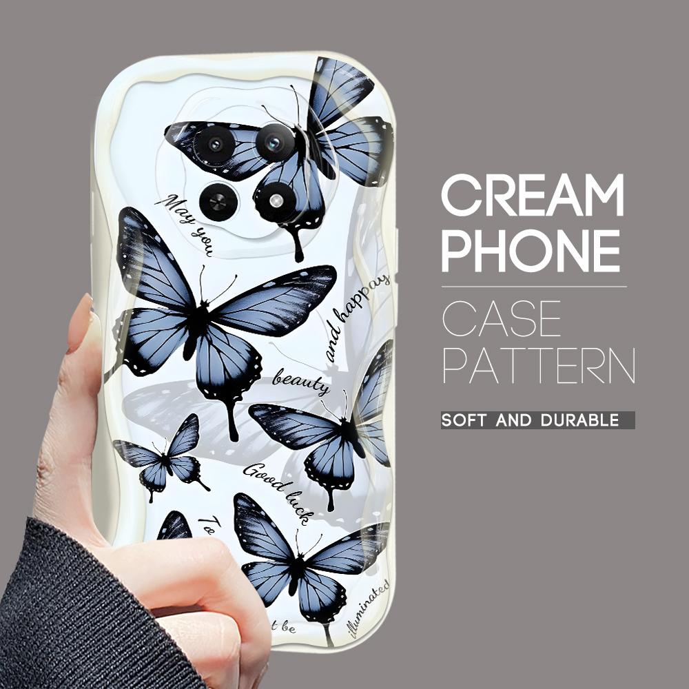 Cartoon Pattern Cream Texture Casing Wavy Edge Soft Silicone Cover Phone Case for OPPO Reno Realme OnePlus Vivo