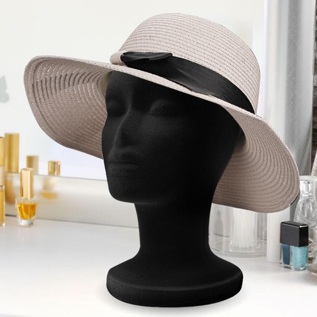 Manekinhuvud Skum Svart Sammet Mannekäng Manikin Huvud Perukdisplay Kosmetologi Skönhetsdisplay Modell för Smycken Hår