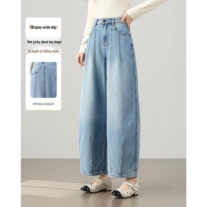 TERRE BLEUE Women s High-Waist Loose Curved-Leg Jeans 29