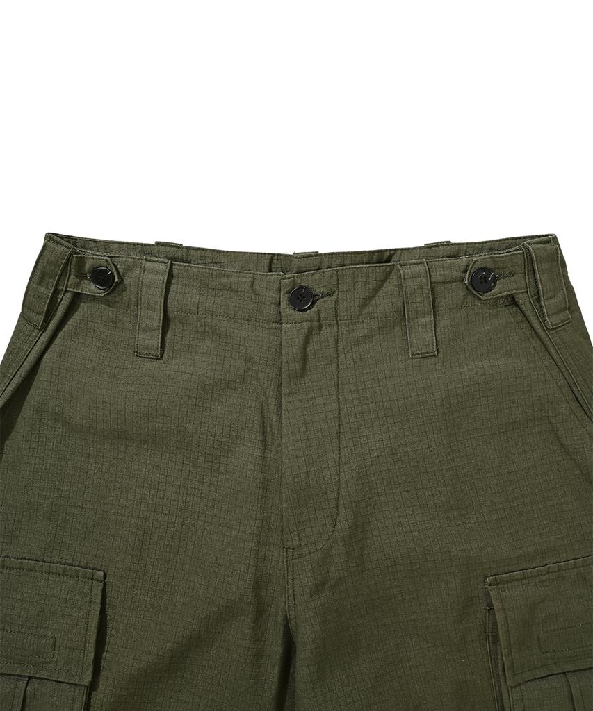 OHY Unbalance Cargo Pocket Rip Pants-Khaki