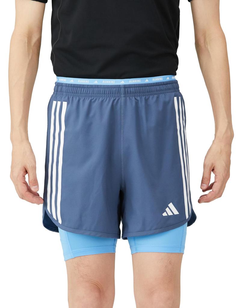 Adidas Own the Run E Running Size Ink XL 3-Stripes 2-in-1 Shorts, Men's, S, IKM22, Pre-Rubbed (IK4980),