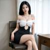 Sexy Dress Secretary Uniform Temptation Split Fork Wrap Buttock Skirt Babydoll Cosplay Exotic Costume Desire Hot Girl Sleepwear