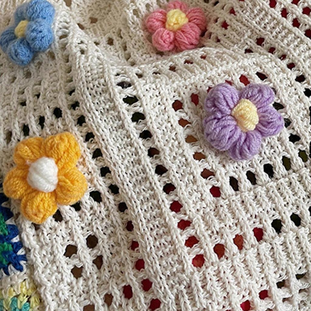 Bohemian Crochet Shoulder Bag Summer Beach Bags With Hollow Embroidery Detail And Adjustable Crossbody Strap  Black