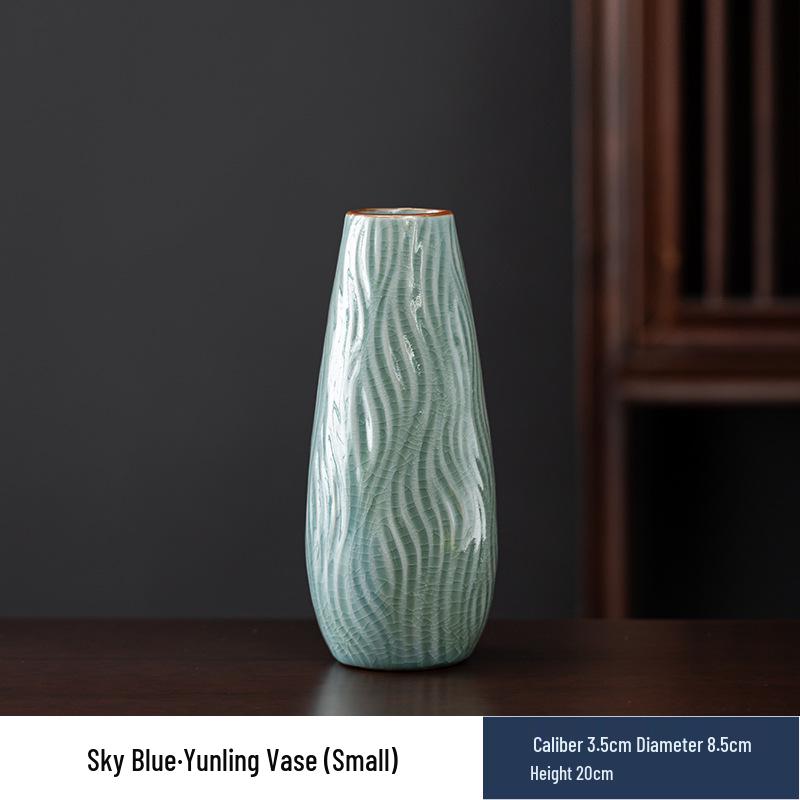 Vaso in Ceramica di Alta Gamma Ge Kiln Retrò per Fiori Freschi, Idroponica e Bambù