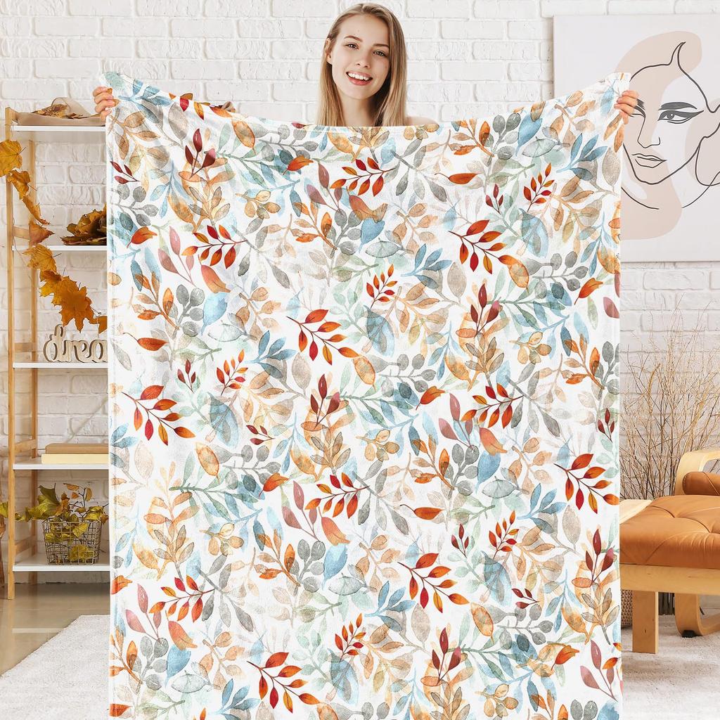 Pumpkin Flannel Blanket Floral Print Blanket Thanksgiving Air Conditioning Blanket Blanket Nap