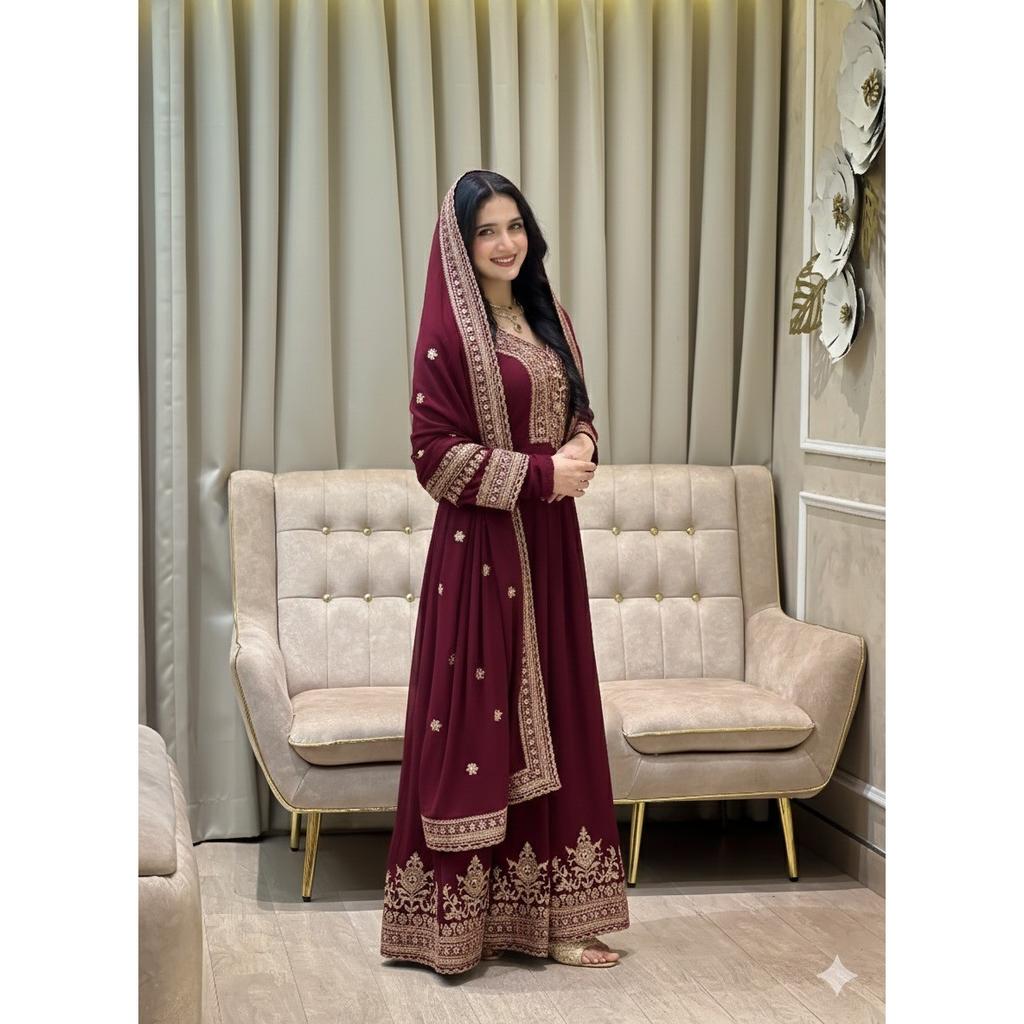 Indian Anarkali Gown with Dupatta Set Bollywood Party Wedding Wear Ethnic Suit