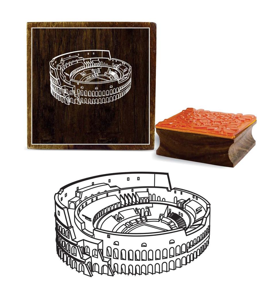 Printtoo Colosseum Pattern Wooden Rubber Square Stamp Scrap-booking Craft Textile-2 x 2