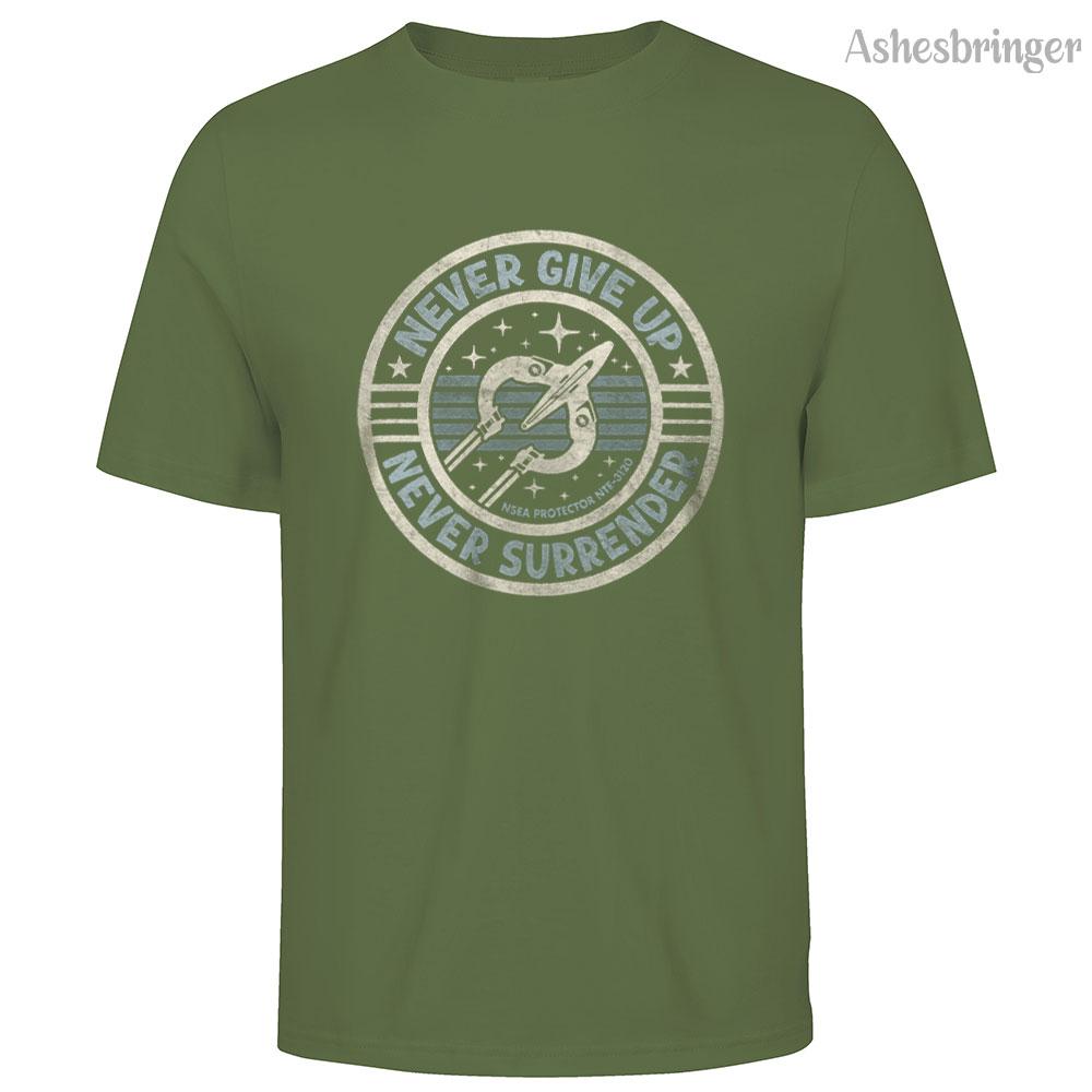 Mens Cotton Never Give Up, Never Surrender! Graphic T Shirt On Unisex Street Casual Style Tee for Men and Women