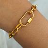 Stainless Steel Bracelets Hip Hop OT Buckle Chunky Chain Simple and Atmospheric Bracelet For Women Zircon Banquet Gifts New In