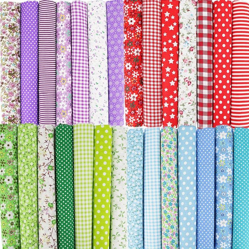 Každá sada 35 sáčků z bavlněné tkaniny patchworková bavlněná tkanina DIY ruční šití bavlněné tkaniny různé vzory 25 cm * 25 cm / 9,84 palce * 9,84 palce (35 sad)