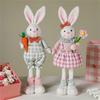 Plush Rabbit Easter Miniatures Craft Extendable Legs Rabbit Ornament Fairy Garden Supplies Desk Home Figurine Ornament