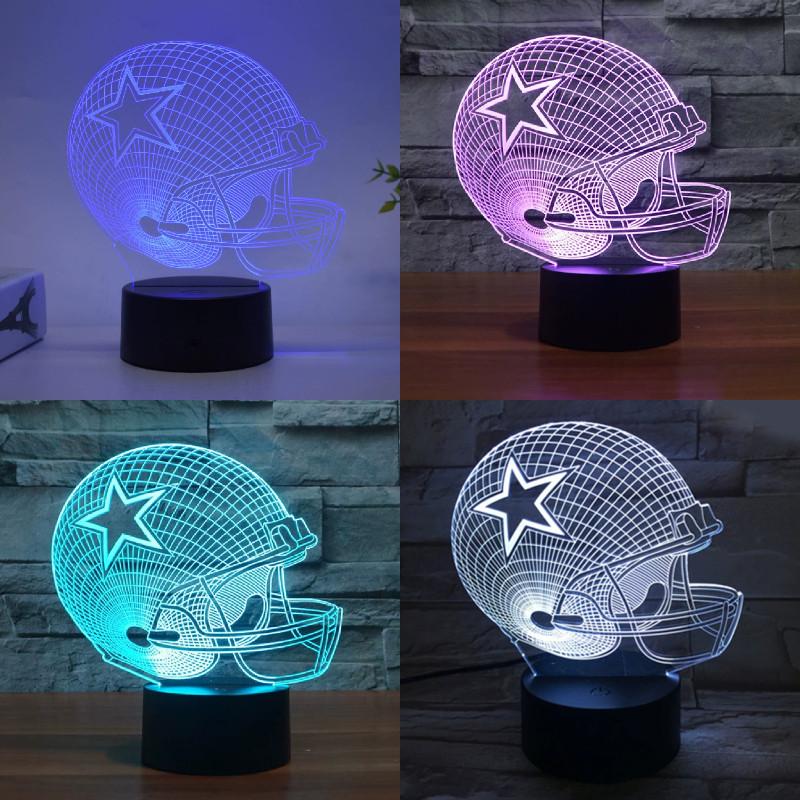 Rugby Cap Pattern 3d Led Night Light With Touch Control For Home Decor Gift