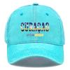 Snapback Baseball Cap With "CURACAO" "LETS'S GO CURACAO" Flag Printed , Adjustable Baseball Hat Retro Sporting Vintage Casual Dad Hat