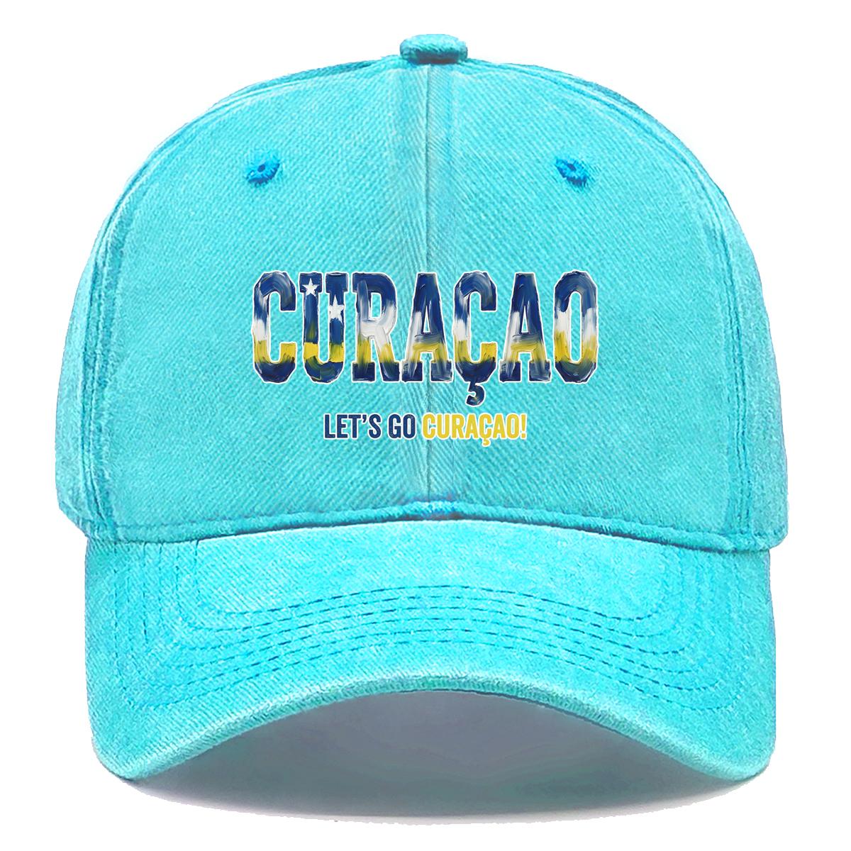 

Snapback Baseball Cap With CURACAO LETS S GO CURACAO Flag Printed , Adjustable Baseball Hat Retro Sporting Vintage Casual Dad Hat as the picture синій