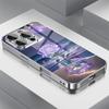 Purple Seaside Rose Pattern Glass Electroplated Phone Case For iPhone 11 12 13 14 15 16 17 Pro Max 14 15 Plus 16E 17 Air Cover