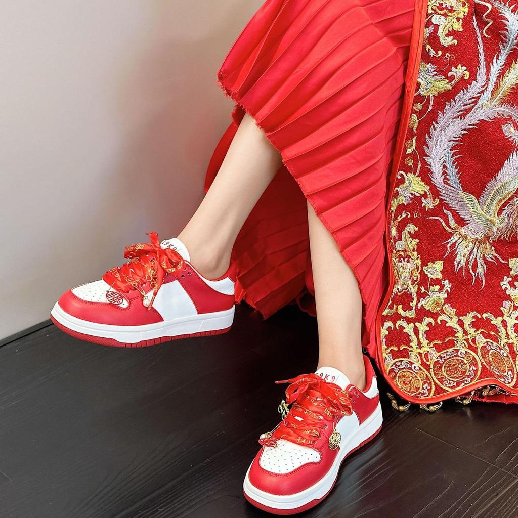 AJ 2025 Bridal & Sports Sneakers: Women's Red Two-Wear Wedding Shoes & Men's Couple Style