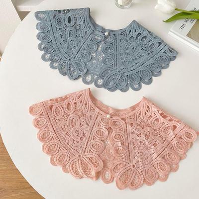 Doll Collar Lace Fake Collar Dress Decorative Shoulder Pearl Decoration Shirt Collar Round Neck Detachable Knitted Shawl