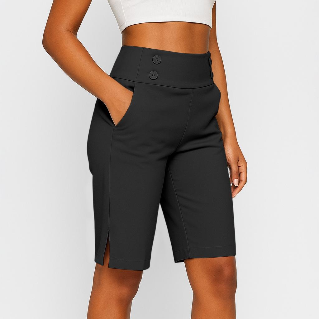 Women's Cropped Pants, Stretch Knee Length Training Yoga Pants, Casual Stretch Waist With Pockets, Jogging Pants
