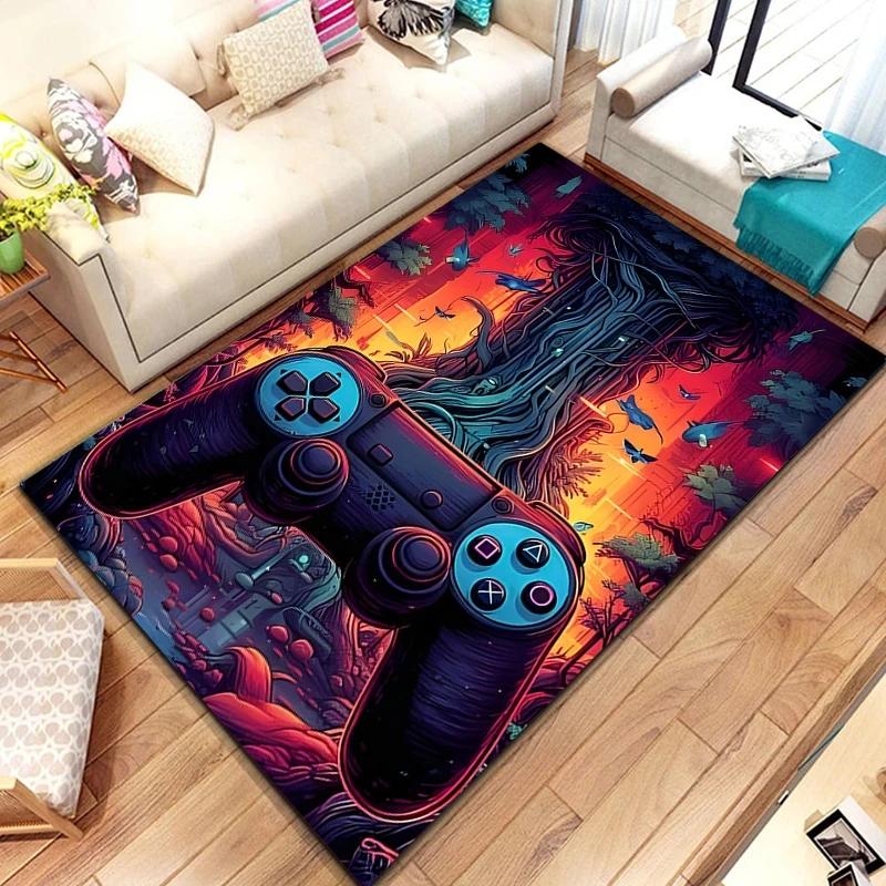 

3D 80s Gamer Controller Area Rug Large,Carpet Rug for Living Room Bedroom Kitchen Decoration,Kid Play Game Non-slip Floor Mat 40x60cm