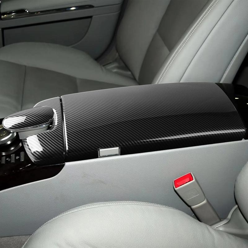 Für Mercedes Benz S-Klasse W221 Kohlefaser Zubehör Mittelkonsole Sortierbox Armlehnenbox Schutz Dekorabdeckung Aufkleber