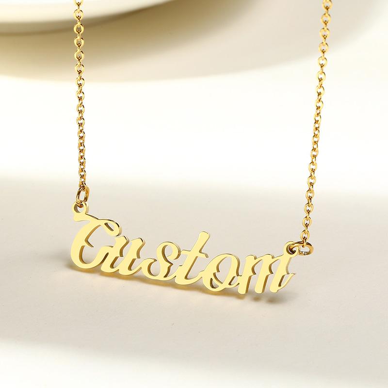Vnox Personalized Name Necklace Custom Made Any Name Font Stainless Steel Metal Women Jewelry