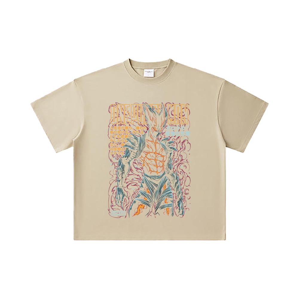 260 GSM Double Yarn 32 Count 100% Cotton One Punch Man V8 Garou Print Unisex Heavy Cotton T Shirt