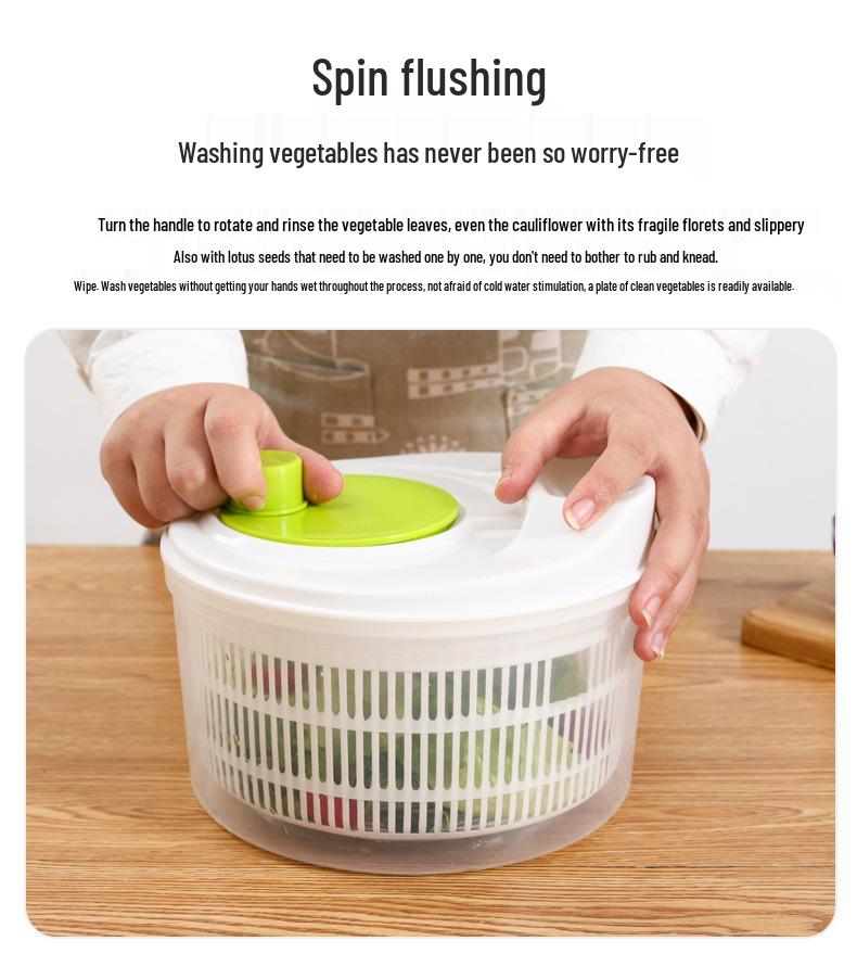 Manual Salad Spinner & Vegetable Dehydrator Basin with Fruit Drainer