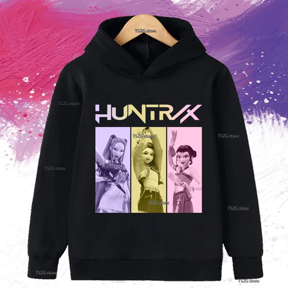 Autumn KPop Demon Hunters Printed Kids Hoodies Boys Girls Clothes Warm Fleece Sweatshirt Casual Children's Hooded Christmas Gift