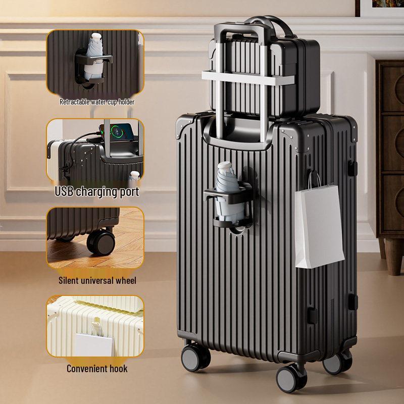 Front Hook Trolley Luggage Case for Students, Large Capacity Travel Case, Secure Men's Password Suitcase