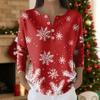 Dámský módní top s dlouhým rukávem a vánočním potiskem sněhových vloček, elegantní ležérní top