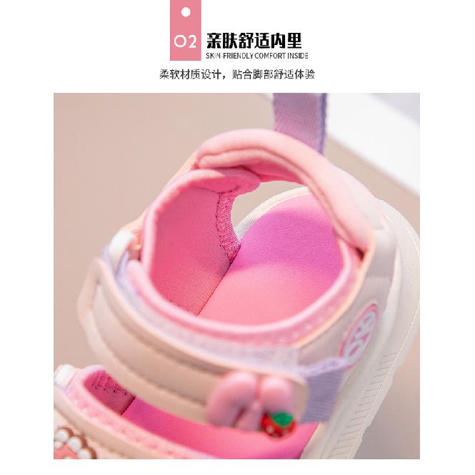 Girls' My Melody Summer New Open-Toe Non-Slip Beach Shoes for Older Children with Velcro Fashionable Versatile Sandals