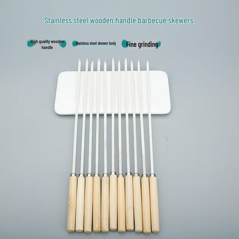 Ronglv Flat BBQ Skewers with Wooden Handle (100-Pack)