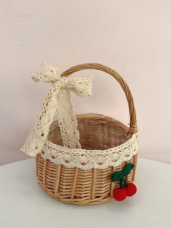 Handwoven Wicker Basket for Flowers, Candy, and Picnics