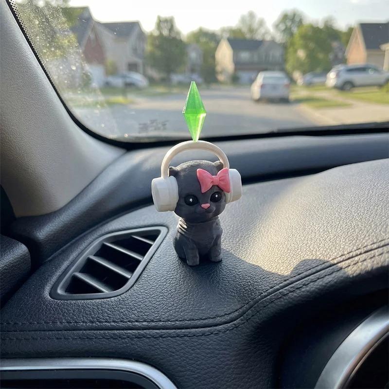 Wobbly Dancing Cat Car Accessory The Sims Cat Figurine Creative Dashboard Decor for Car Interior Desk Office Gift Cute Ornament