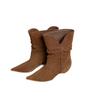 French Retro Pointed Tip Pleated Wedge Heel Low Boots Children 2025 New Temperament Fashionable Versatile Fashion Boots