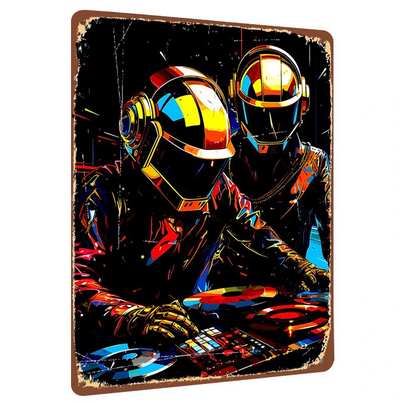 

Cyberpunk Astronaut DJ Turntable Metal Wall Art Living Room Bedroom Bar Decorative Painting 20x30cm（7.8x11.8inch）