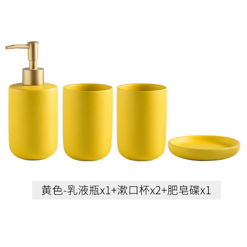 Ensemble simple en céramique pour salle de bain Lavabo Articles de salle de bain Tasse à bain pour la bouche Porte-savon Flacon de désinfectant pour les mains Kit de gobelets à brosse à dents