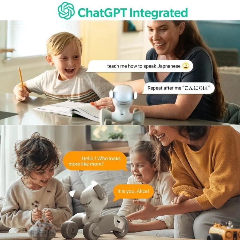 KI Elektronischer Haustierhund | Sprachaktivierter Assistent, GPT Chat, Automatische Aufladung, Intelligenter Begleiter Roboter