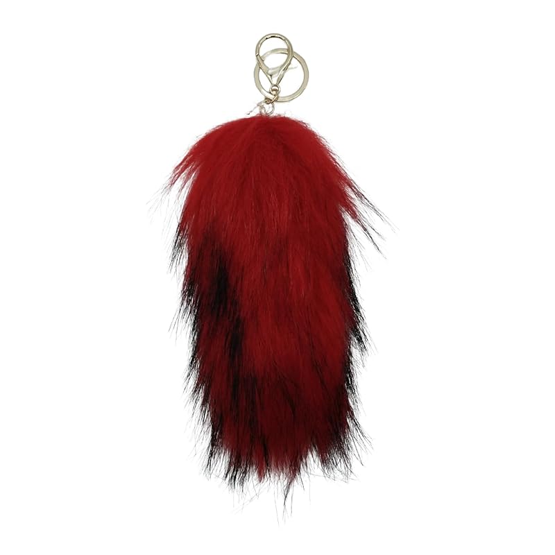 

[COZENTA] tail key ring strap fur Fluffy Fluffy fox cosplay disguise accessories 17cm (Red red)