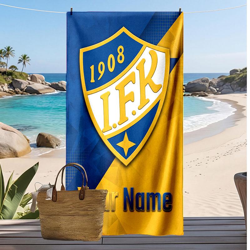 Ifk göteborg Personalisiertes Bedrucktes Strandtuch Fußballlogo Unterstützung Benutzerdefinierter Name Text Saugfähiges Handtuch für Sport Reisen Besonderes Geschenk
