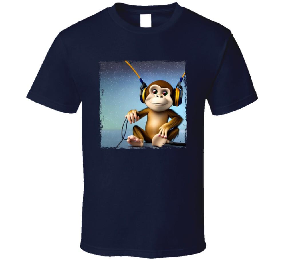 

Футболка с обезьяной в наушниках M