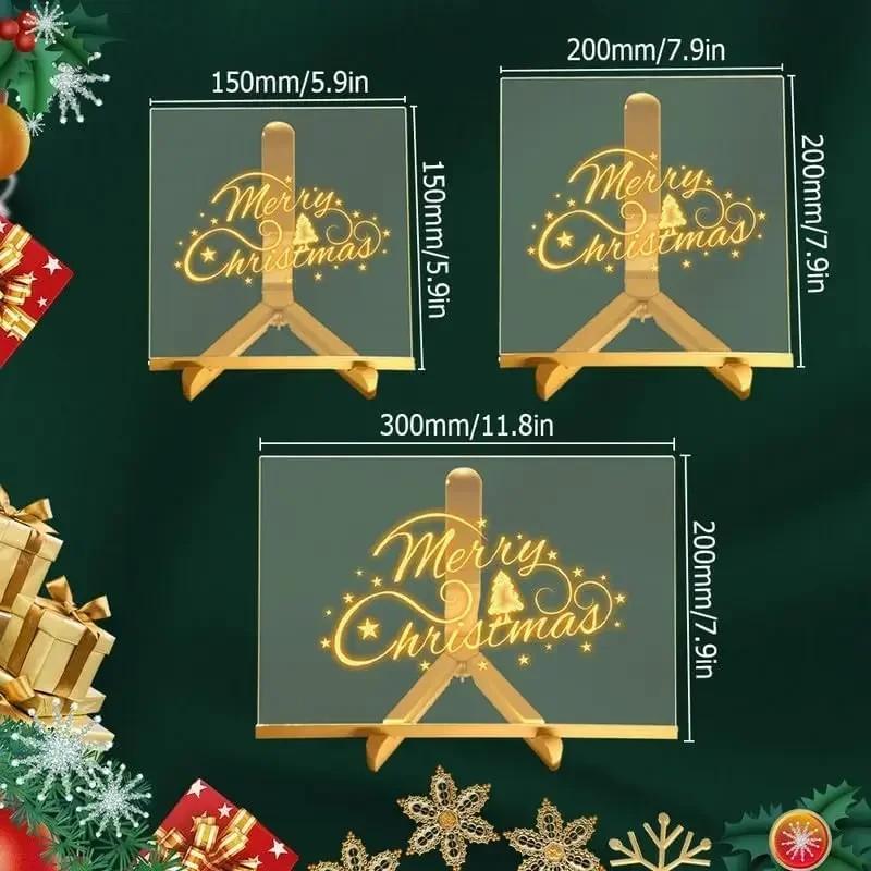 Acrylic Clear Light Up Drawing Board,Glow Erasable Memo LED Magic Board , Kids DIY Toys , with 7 Color Markers Pen and Stand