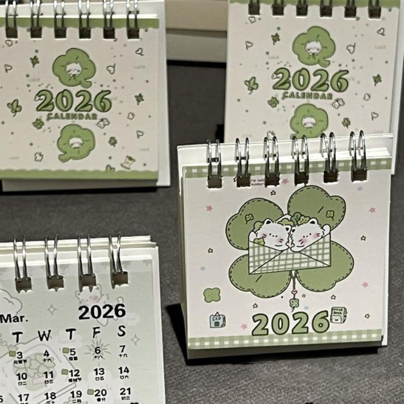 Glückskatze Themen 2026 Mini-Tischkalender Ins Style Dekoration Für Studenten Büro Schreibtisch Organizer Niedlicher Terminplaner