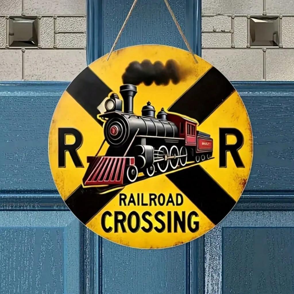 Retro Metal Train Wall Art Antique Aluminum Carving Home Man Cave Decor