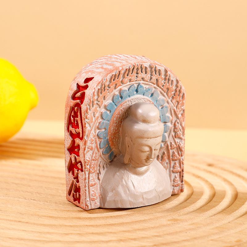 Шаньси Юньганские гроты Голова светящегося Будды Магнит на холодильник - 3D рельеф из смолы сидящей статуи пятой пещеры