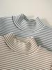 Kids' Winter Striped Velvet-Enhanced Thick Warm High-Collar Long-Sleeve T-Shirt